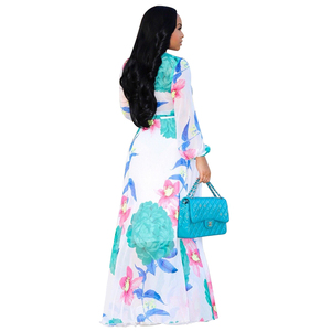 <span class=keywords><strong>Robe</strong></span> longue à manches longues et col en V à fleurs pour <span class=keywords><strong>femme</strong></span>, <span class=keywords><strong>robe</strong></span> bohème pour <span class=keywords><strong>femme</strong></span>, <span class=keywords><strong>robe</strong></span> de fête ample, grande taille - Product Image 2