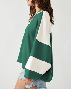 Felpa Oversize Multicolore Patchwork Personalizzata <span class=keywords><strong>per</strong></span> <span class=keywords><strong>Donna</strong></span>, Moda Casual a Maniche Lunghe con Blocchi di Colore - Product Image 1