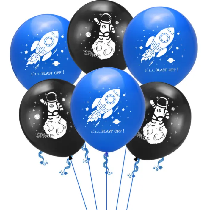12 inci astronot & balon lateks roket tinta warna-warni dan daya tahan perlengkapan pesta kualitas baik untuk dekorasi pesta