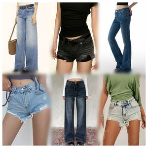 Nouvel arrivage de jeans droits taille haute respirants et amples pour femmes pantalons en denim à jambes larges décoration à boutons légers et décontractés - Product Image 3