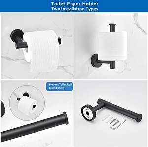 Juego de accesorios de baño de acero inoxidable negro mate, <span class=keywords><strong>toallero</strong></span> redondo montado en la pared con juego de accesorios de baño de toallas de 16 pulgadas - Product Image 3