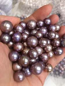 Высокое качество 9-12 мм AA + большой фиолетовый жемчуг DIY на заказ ювелирные изделия с золотым цветом с полуотверстием идеальный натуральный пресноводный свободный жемчуг - Product Image 2