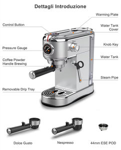 Cafetera Espresso Semiautomática de <span class=keywords><strong>19</strong></span> Bares con Sistema Multi Cápsulas para Uso Doméstico y Comercial - Product Image 4