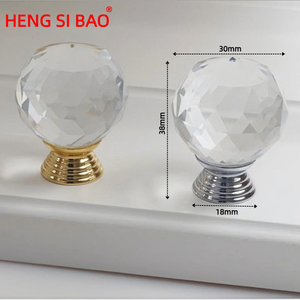 厂家直销水晶玻璃钻石球形拉手，适用于橱柜和装饰家具 - Product Image 1