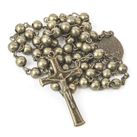 Nouveau collier chapelet catholique avec perles en pierre naturelle cordon noué croisé alliage de zinc plaqué argent Antique pour cadeau de prière unisexe
