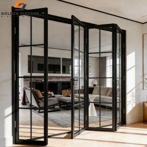 GS Space Saving Aluminum French Design Folding Door with Stainless Steel Mesh for Indoor Use - Product Image 3