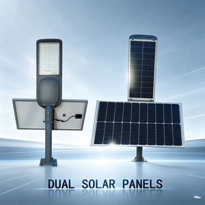 Lampadaire LED solaire intégré à haute puissance 160 lumens par watt, design moderne, du crépuscule à l'aube pour zones urbaines - Product Image 2