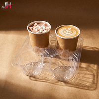 Plateau porte-gobelets rectangulaire en plastique PP durable et jetable pour boissons chaudes ou froides, café, jus, service de livraison
