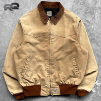 Blouson Bomber Décontracté pour Homme, Coupe Ample, en Toile de Coton Teinte 100% avec Col Montant Zippé, Épais et Coupe-Vent, Style Années 90, Service OEM Usine Personnalisé