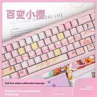 Clavier mécanique PBT sublimé à cinq côtés, thème personnalisé rose original Cardcaptor Sakura, 132 touches, fabriqué en Chine