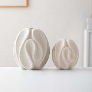 Vase en céramique blanc givré <span class=keywords><strong>moderne</strong></span> Vase à fleurs simple de style nordique pour la chambre à coucher Décoration de la maison Design <span class=keywords><strong>rustique</strong></span> Art déco - Product Image 4