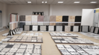 Mosaïque de marbre travertin roux émaillé 12x12 avec support en maille pour crédence de cuisine, salle de bain et décoration murale de villa