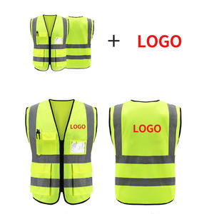Venta al por mayor chaleco de seguridad reflectante con bolsillo chaleco de seguridad frontal con cremallera de alta visibilidad con tiras reflectantes para mujeres y hombres - Product Image 2