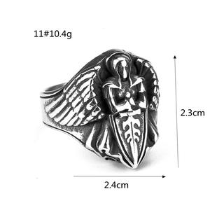 <b>Men's</b> <b>Titanium</b> Steel <b>Ring</b> With Angel Wings And Sword Design Hip Hop Style Fashion Jewelry Gift For <b>Men</b> - Product Image 5