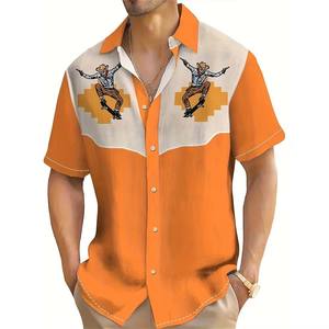 2025 <span class=keywords><strong>vendita</strong></span> calda estiva vacanza al mare stile palma stampata slim fit tropicale hawaiana camicia casual per gli uomini - Product Image 1