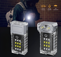 Lampe de travail LED magnétique 2-en-1 mini, rechargeable USB-C, étanche IP44, rotative, à fixation frontale, pour réparation d'urgence