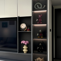 Mueble de TV de Pared Completo de Lujo y Silencioso, Mueble de Pared Integrado con Vitrina de Vidrio LED para Proyectos de Villas