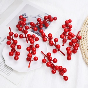 Artificial <b>Red</b> Berry Branches For Christmas Holiday Home Decoration 12 Pin Simulated Socket New Year Decor - Product Image 3