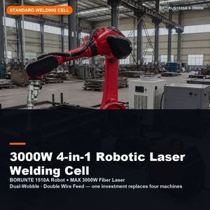 Robot de soudage BORUNTE BRTIRUS1510A + Machine de soudage laser portative 4-en-1 de 3000W, Cellule de soudage à double alimentation de fil oscillant - Product Image 1