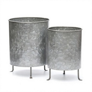 High Grade Metal Galvanized <b>Zinc</b> Garden <b>Planter</b> Set of 2 Pcs for Garden - Product Image 1