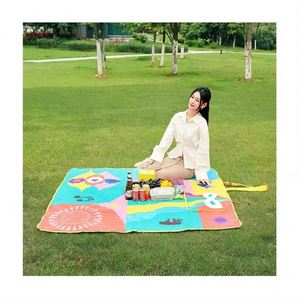 2024 New Shoulder Strap Storage Bag Camping Blanket Accessories <b>Foldable</b> Printed Picnic Beach Mat - Product Image 1