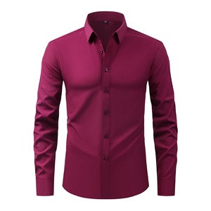 Camisas <span class=keywords><strong>de</strong></span> Manga Larga con Cuello Alto para Hombre, <span class=keywords><strong>Camisa</strong></span> Morada Informal <span class=keywords><strong>de</strong></span> <span class=keywords><strong>Vestir</strong></span>, Uniforme para Personal, Ropa Económica, Bajo MOQ, Diseño Personalizado - Product Image 5