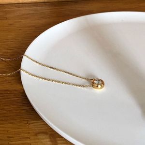 Semplice Mini collana Stacker in argento Sterling 925 a bolle rotonde CZ - Product Image 2