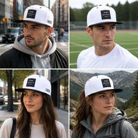 Casquette Snapback Blanche à Visière Plate Noire Six Panneaux avec Broderie de Logo Personnalisé Réglable Streetwear OEM Vente en Gros Faible MOQ