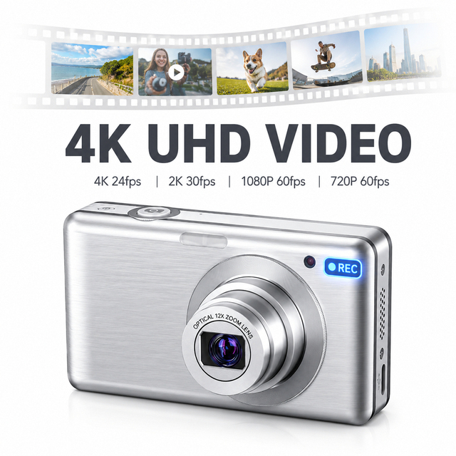 Fashion Digital Camera Anti Shake 12X Zoom Smart Camera Digital for Party Recording High Quality Point and Shoot Camera