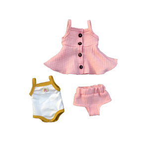 จั๊มสูทตุ๊กตาแฟนซี15นิ้ว,บอดี้คอนไม่มีแขนผ้าฝ้ายสีรุ้งปักเสื้อผ้าตุ๊กตาน่ารักรอมเปอร์ - Product Image 3