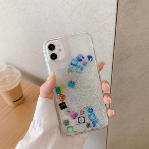 Funda de arena movediza para <span class=keywords><strong>iPhone</strong></span> 11, 12 Pro Max, carcasa rígida líquida para <span class=keywords><strong>iPhone</strong></span> 6, 7, 8 Plus, X, XR, XS, aplicaciones bonitas, icon - Product Image 2