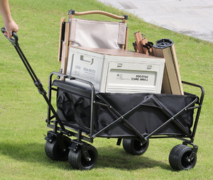 Carrello Pieghevole Professionale da Esterno in Tessuto Oxford 600D Impermeabile, Carrello da Campeggio con Manico Regolabile, Carrello Multiuso - Product Image 5