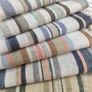 Custom Design Medium Weight Striped <strong>Ramie</strong> Linen Cotton Material <strong>Yarn</strong> Dyed Woven Fabric - Product Image 1