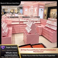 Diseño Moderno de Tienda de Cosméticos Rosados con Muebles Comerciales Personalizados, Exhibidores LED Acrílicos y Equipamiento de Quiosco para Centro Comercial