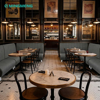 Ensemble de banquettes de restaurant MINGMENG, table ronde en faux marbre, revêtement en tissu, structure métallique, design industriel pour salle à manger