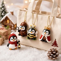Calendrier de l'Avent de Noël 24 Jours, Ornements Suspendus Pingouin, Boîte Cadeau Surprise, Pendentif Arbre en Résine, Décoration de Fêtes