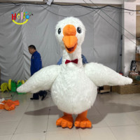 Costume gonflable d'animal en peluche pour adulte, oie blanche, pour marcher et rouler