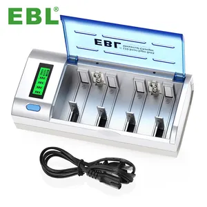 Chargeur de batterie rapide EBL chargeur de batterie universel LCD 6 emplacements pour batterie Rechargeable AA 9V C D