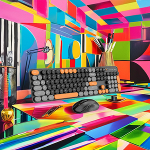 Nouvel ensemble clavier et souris sans fil rétro coloré T968 2025 – Kit souris et clavier sans fil 2.4G, couleurs punk assorties, excellent choix - Product Image 3