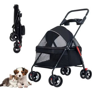 Poussette pour animaux de compagnie légère, respirante, pliable, à 4 roues, pour chats et chiens, avec des caractéristiques en tissu et réglables - Product Image 1