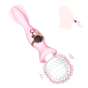 Compteur spécial silicone produits sexuels jouets femme Rechargeable 9 fréquence double tête vibration magique AV vibrateur