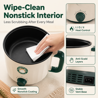 Mini-cuiseur électrique portable multifonction de haute qualité avec cuiseur vapeur et fonction antiadhésive pour nouilles et riz