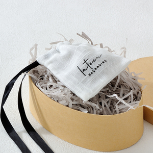 Prix le plus bas : Sachet à cordon personnalisé en coton et lin avec ruban, pochette pour bijoux et cadeaux - Product Image 2
