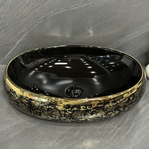 Modern One-Piece Oval Ceramic Sink Handcrafted Lavabo Wash Counter Top Cabinet for Bathroom <strong>Washroom</strong> Fashionable Porcelain <strong>Table</strong> - Product Image 2