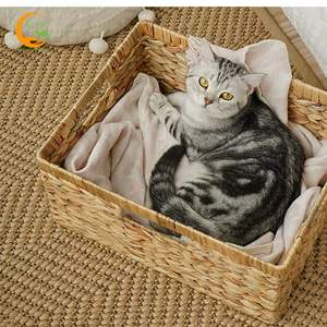 ตะกร้าเก็บของทรงสี่เหลี่ยมผืนผ้าทันสมัย ทำจากผักตบชวา ทอมือ พับได้ เป็นมิตรกับสิ่งแวดล้อม พร้อมหูหิ้วในตัว ใช้งานได้หลากหลาย - Product Image 3