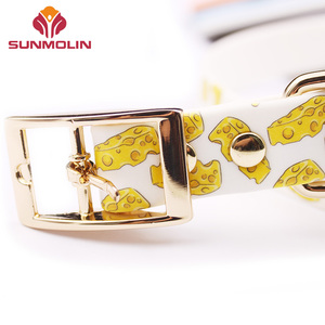 <span class=keywords><strong>Collar</strong></span> de perro impermeable con patrón personalizado, correa de cuero con textura de aleación de zinc, hebilla recubierta de silicona, pvc - Product Image 2