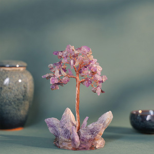 Wholesale Natural Amethyst Crystal <strong>Stone</strong> Tree <strong>Chakra</strong> Healing Gemstone Tree Wire Sculpture Tree Fengshu Decor - Product Image 1