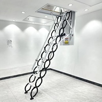 Escalier de grenier moderne pliable télescopique manuel portable avec verrouillage manuel et mains courantes en option