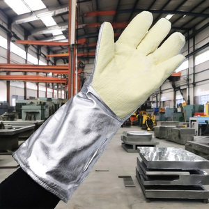 Gants anti-brûlure en feutre para-aramide aluminisé résistant à la chaleur haute température (500°C), résistance à l'abrasion, épaisseur 4 mm - Product Image 2