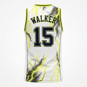 Conjunto de Uniforme de Baloncesto Personalizado con Estampado Luminoso, Cuello en V, Sin Mangas, Malla Degradada, para Unisex, 100% Poliéster, Tallas Grandes - Product Image 2